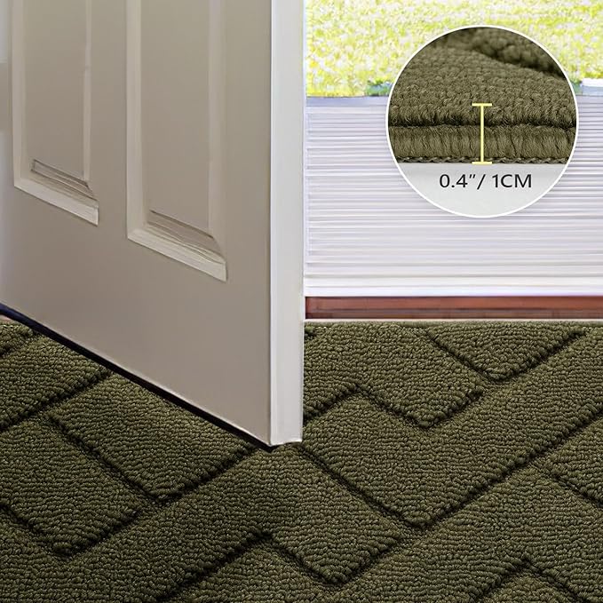 hicorfe Front Door Mat Outside Entrance,20"x31.5" Absorbent Muddy Dirt Resist Welcome Door Mats Outdoor Indoor,Stain and Fade Resistant,Non Slip Backing Entry Mat Doormat for Entryway(Oliver Green)-Ruum Studio Home