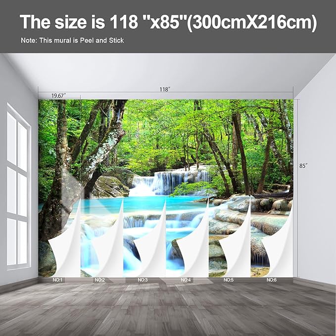 Forest Landscape Wall murals Woodland Tree Peel and Stick Wallpaper for Bedroom Living Room - 85"x118"-Ruum Studio Home