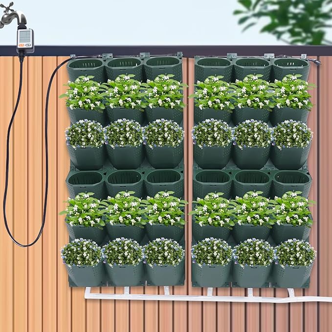 Vertical Wall Planter, Self-Watering Vertical Garden Planter Set with 36 Pots, Stackable Planters Grow Pots with Electronic Timer for Growing Veggies, Fruits, Herbs, Flowers.-Ruum Studio Home
