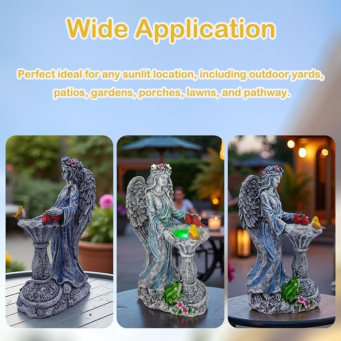 Mrocioa Solar Outdoor Garden Decor Angel Statue Light with Color Changing Birdbath, Waterproof Led Home Decor Figurine Lights for Yard Patio Front Porch, Housewarming Gifts for Thanksgiving Christmas-Ruum Studio Home