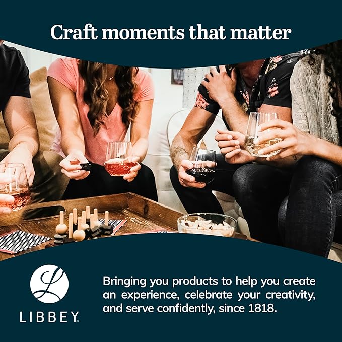 Libbey Stemless Red Wine Glasses, 16.75 Oz Classy, Wide Bowl Stemless Wine Glasses Set of 8, Chip Resistant Glasses Drinking Set for Get-Togethers-Ruum Studio Home