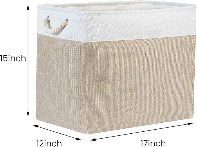 Bidtakay Storage Baskets for Shelves 17x12x15 in Beige Clothes Bins Storage for Closet Set of 2 Large Organization Baskets for Bedroom Blankets Dog Toy Basket Nursery Baby Baskets with Handles-Ruum Studio Home