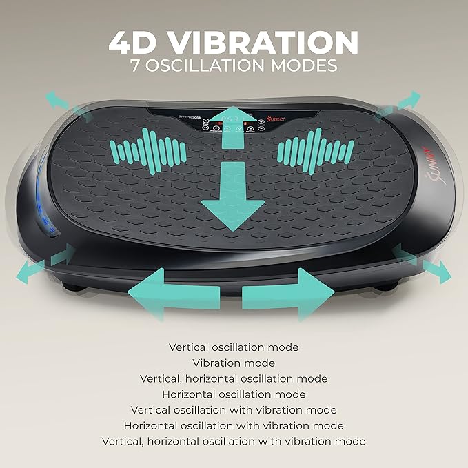 Sunny Health & Fitness Vibration Plate Exercise Machine, Full Body Vibrate Platform for Lymphatic Drainage with Multiple Speeds and Modes, Vibrating Plate Machine for Tension Relief & Weight Loss-Ruum Studio Home