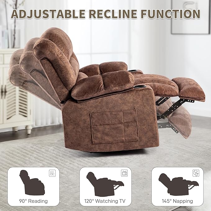 Recliner Chair Rocker Modern Ergonomic Lounge 360 Degree Swivel Single Sofa Seat Living Room Lounge Recliners on Clearance Foam Filling-Ruum Studio Home