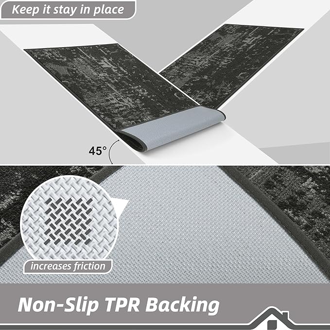 BEQHAUSE Dirt Trapper Door Mat 32"x48" Non-Slip Door Mats Washable Entryway Rugs Stain Resistant Doormat Absorbent Welcome Floor Mat for Front Back Door, Muddy Wet Shoes & Paws,Dark Grey-Ruum Studio Home