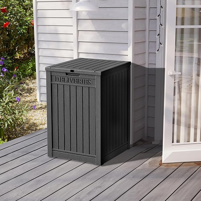 55 Gallon Outdoor Storage Box Waterproof Lockable Resin Deck Box Large, Patio Storage Bin for Pool Accessories Cushion Furniture, Garden Tools, UV-Resistant Outside Delivery Black-Ruum Studio Home