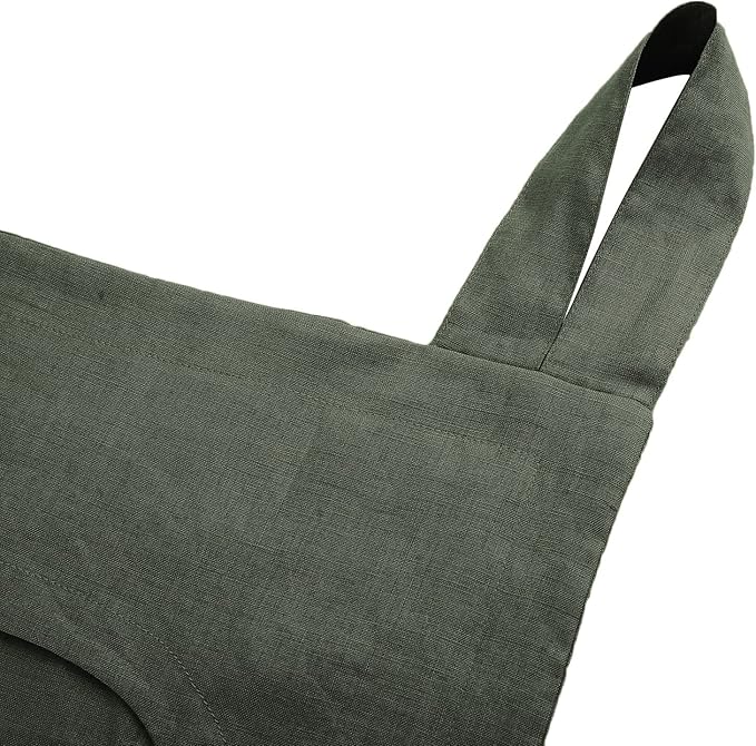 Amazhiyu 100% Linen Door Hanging Laundry Hamper Bag, 19x27 Inches Dusty Green-Ruum Studio Home