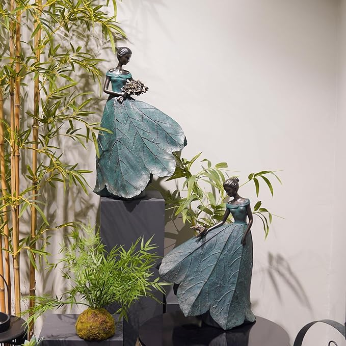 Guichifun Fairy Statue Collection Home Decoration - 22IN Leaf Angel Girls Resin Large Home Decor for Outside or Inside Rustic Garden Outdoor Yard Fantasy Figurines Gift 13.75 x 8.75 x 22 Inch-Ruum Studio Home