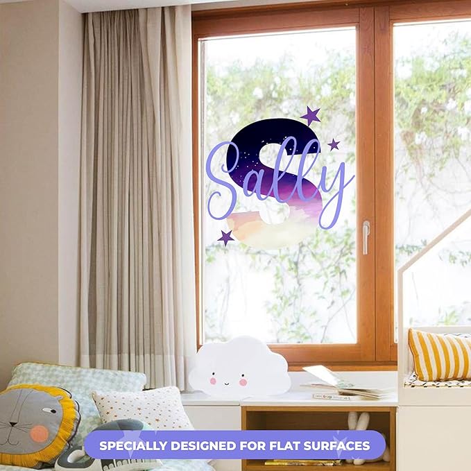 Custom Stickers Name Wall Decor I Personalized Name Sign for Room Decor | Multiple Custom Name & Initial I Decal for Baby Girl Nursery Decor I Nursery Wall Decal for Baby (B. Night Sky)-Ruum Studio Home