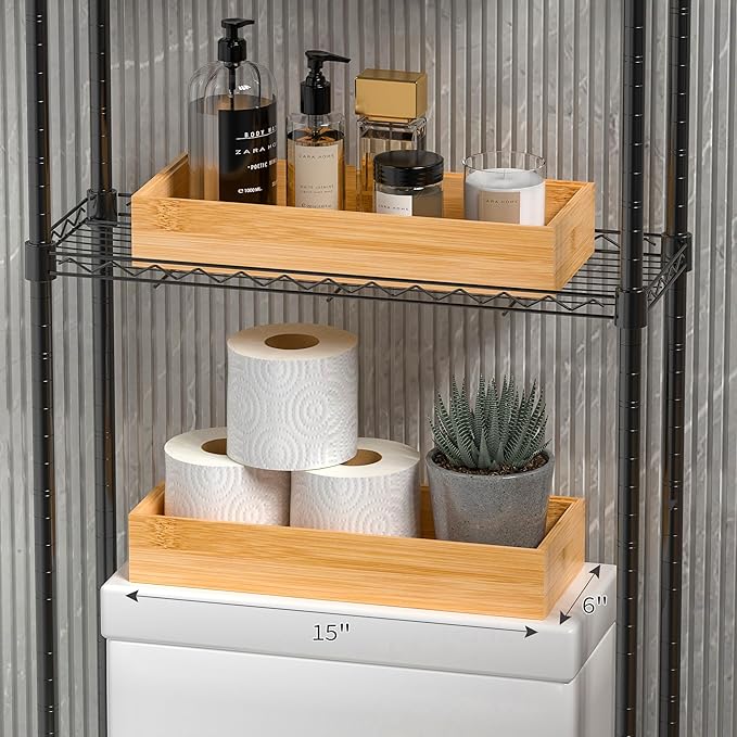 Kitchen Drawer Organizer Bins, Stackable Bamboo Deep Drawer Organizer for Silverware, Utensils, Cutlery, Flatware, Junk Drawer, Dresser, Bathroom, 15" x 6" x 2.5" (Set of 2)-Ruum Studio Home