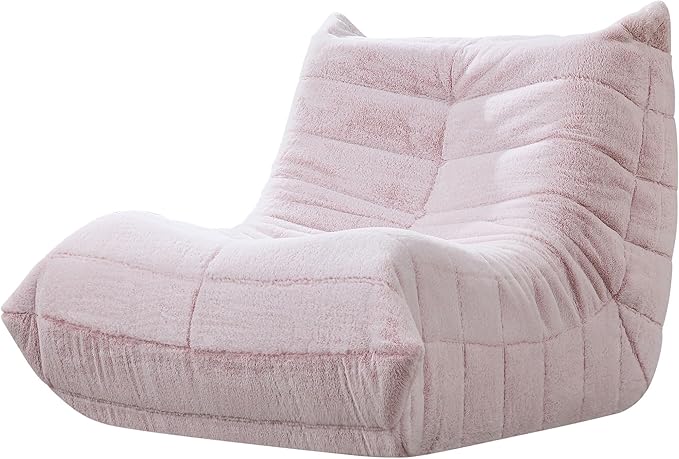 Bean Bag Chairs for Adults Giant Bean Bag Chair Memory Foam BeanBag Chair Big Bean Bag Sofa with Filler Faux Fur Fireside Beanbags Lazy Sofa for Living Room Bedroom Dorm Office (Pink Plush)-Ruum Studio Home