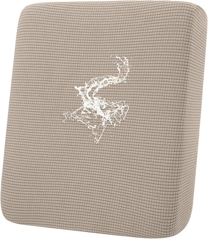 hyha Waterproof Couch Cushion Covers for Pets, Non Slip Sofa Seat Cover for Dogs Washable, Soft Thick Stretch Jacquard Fabric, Sofa Slipcovers with Elastic Bottom (1 Piece for Backrest L, Taupe)-Ruum Studio Home