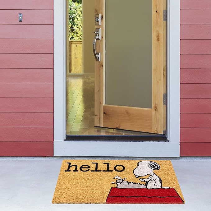Gertmenian Peanuts Snoopy Coir Doormat - 2x3 Welcome Mat (2-Pack), Ideal for High Traffic Areas in Front Door, Garage, Entryway - Welcome, 80022-Ruum Studio Home