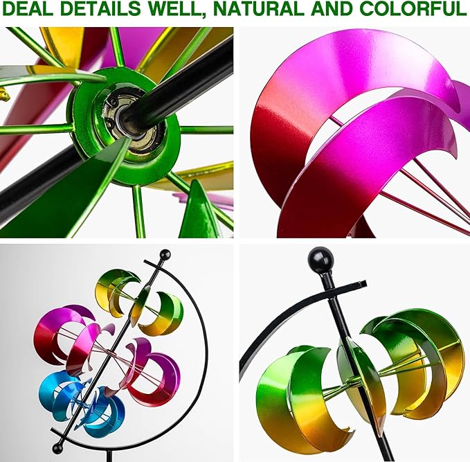 Wind Spinner for Garden and Yard - Large Metal Kinetic Wind Sculpture for Outdoor Decor (Moons)-Ruum Studio Home
