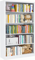 White Bookshelf, 55” Adjustable Tall Metal Bookshelf, 5-Tier Wide Bookshelf with Anti-Tilt Device, Modern Book Cases and Book Shelves for Bedroom, Living Room, Playroom, Study-Ruum Studio Home