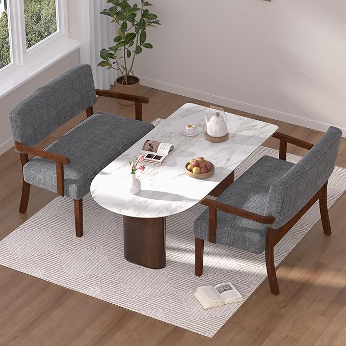 Accent Chair 2 Seat, Arm Chairs with Soft Seat and Armrests for Living Room, Love seat for Dining, Reading, and Waiting Rooms (Gray)-Ruum Studio Home