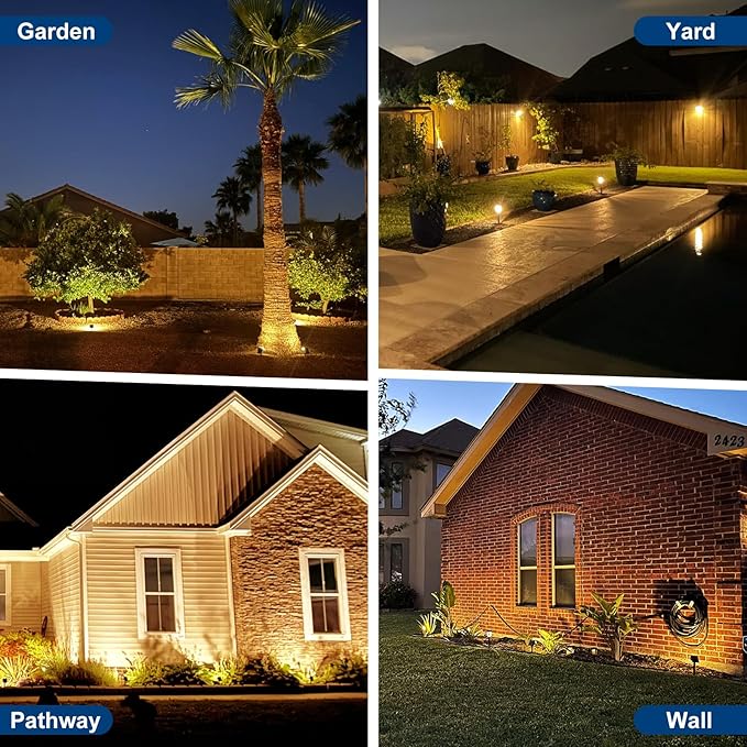 Solar Spot Lights Outdoor, 6 Pack Outdoor Solar Lights for Yard Waterproof, 4 Lighting Modes Solar Landscape Spotlights, Auto On/Off Solar Powered Flood Lights Garden Pathway (Warm White)-Ruum Studio Home