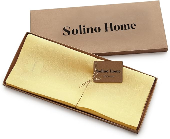 Solino Home Linen Yellow Table Runner 120 Inches Long - 100% Pure Linen 14 x 120 Inch Table Runner - Fete-Ruum Studio Home