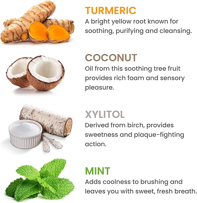 Himalaya Botanique Turmeric & Coconut Oil Whitening Antiplaque Herbal Toothpaste, Whitens Teeth, Fluoride Free, No Artificial Flavors, SLS Free, Vegan, Cruelty Free, Foaming, Mint Flavor, 4 Oz, 1 Pack-Ruum Studio Home