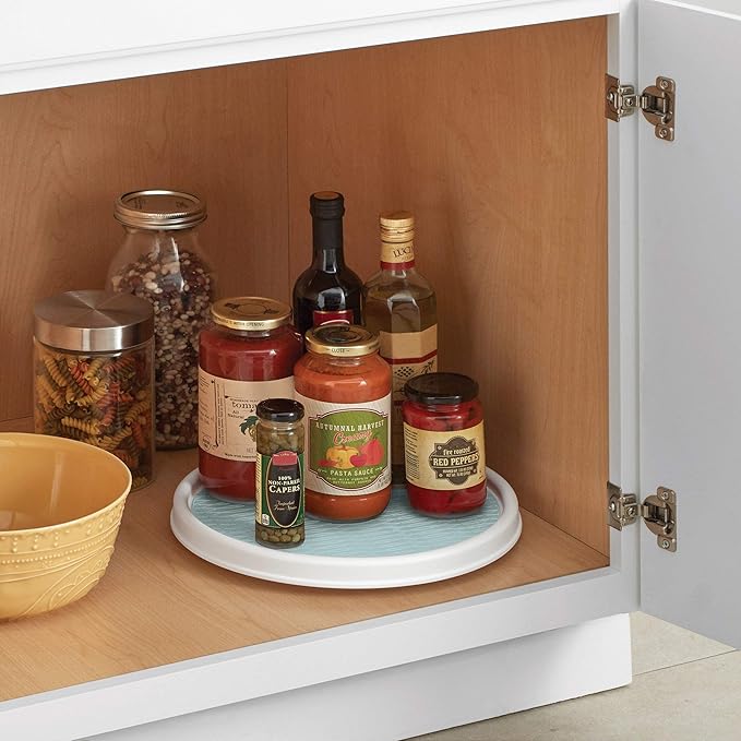 Copco Basics Non-Skid Pantry Cabinet Lazy Susan Turntable, 12-Inch, Blue-Ruum Studio Home