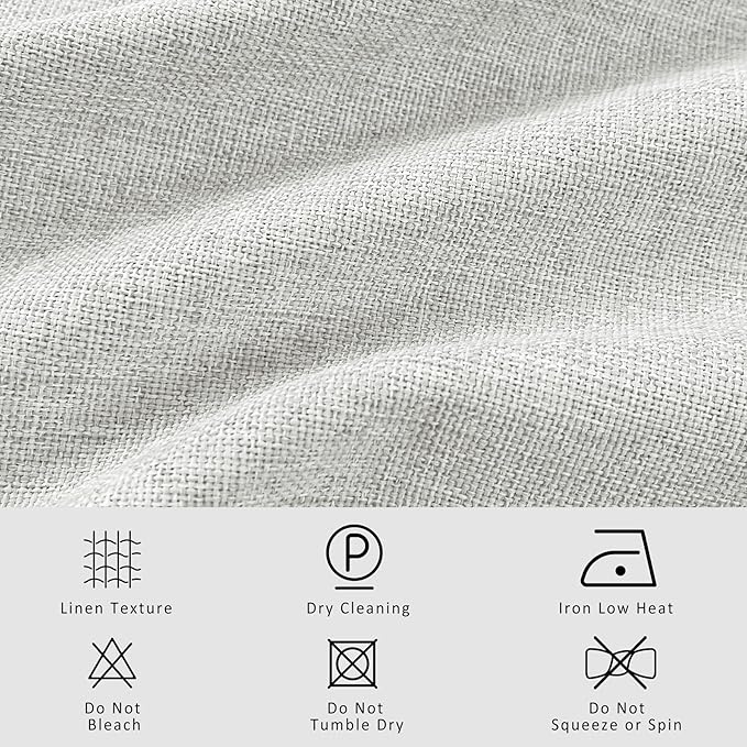 Macochico Extra Wide 100% Blackout Linen Curtains for Sliding Door Pleated Curtains with Hooks Insulated Soft Linen Drapes for Bedroom Living Room with Tieback Greyish White 100”Wx84”L 1 Panel-Ruum Studio Home