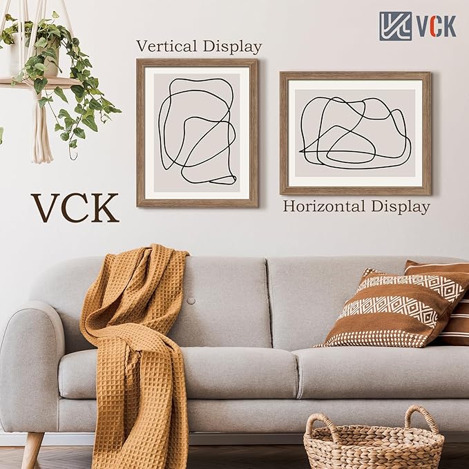 VCK 16x20 Picture Frames for Wall 3 Pack, Brown Walnut Wood Poster Frame, Exclusive Wood Grain, Wall Mounting Hanging-Ruum Studio Home