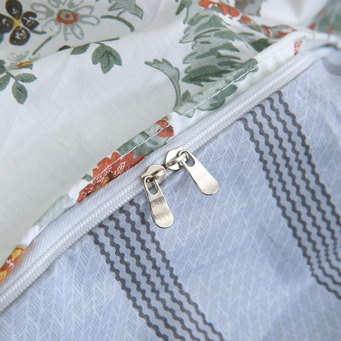 ABREEZE Floral Duvet Cover King Size Set Bird Flowers Bedding Set 100% Brushed Cotton Bedding Collection 1 Duvet Cover with 2 Pillowcases White-Ruum Studio Home