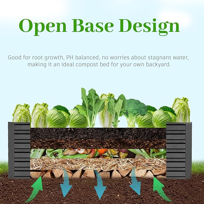 8x4x2 ft Raised Garden Bed, Large Metal Planter Raised Beds, Planters for Outdoor Plants for Vegetables, Flowers, Herbs, Fruits, and Succulents.(2 Pcs)-Ruum Studio Home