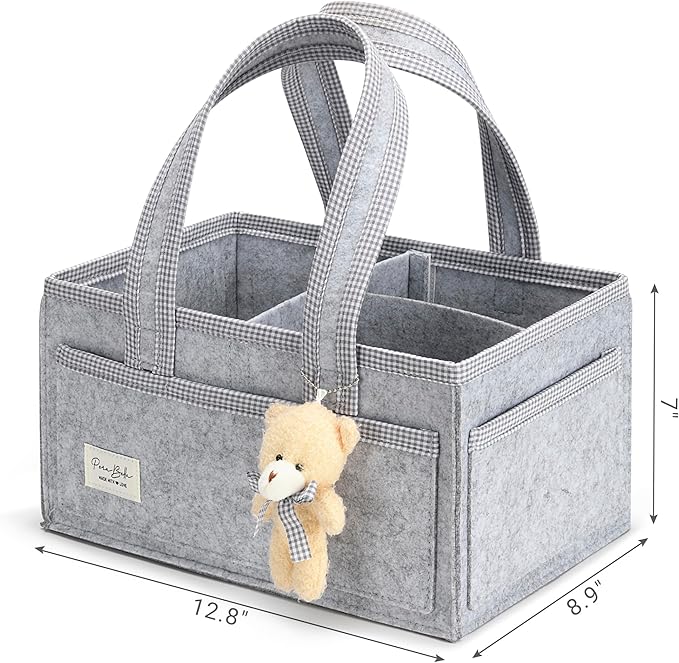 PeraBella Diaper Caddy Organizer with Handle, Baby Shower Gifts Basket Bag, Registry Search Must Haves Items, Nursery Storage Organizer for Newborn Girl Boy, Baby Bag Essentials, Car Diaper Caddy Cart-Ruum Studio Home