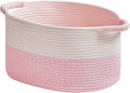 Storage Baskets for Organizing | 15"x10.2"x9.1" - 1 Pack Nursery Bin with Handles - Woven Cotton Rope Baskets for Dog Toys, Books, Shelf, Bathroom,Closet -Pink Basket for Girls-Ruum Studio Home