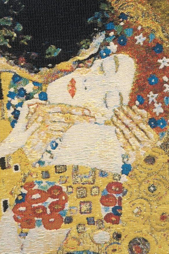 C Charlotte Home Furnishings Inc Kiss II Belgian Cushion Cover | Pure Cotton Decorative Cushion Case | Cushion Cover for Indoor Use | 17x17 Inch Cushion Cover for Living Room I by Gustav Klimt-Ruum Studio Home