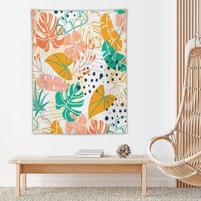 ICMOLYYENLO Tropical Palm Leaves Wall Tapestry, Wall Art for Room Decoration Beautiful Wall Hanging for Bedroom Living Room Dormitory Apartment 60x60 Inch-Ruum Studio Home