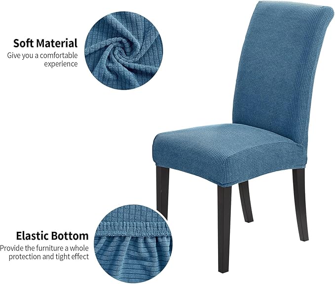Joccun Chair Covers for Dining Room Set of 6,Chair Slipcovers Stretch Dining Room Chair Covers Seat Protector,Washable Parsons Chair Cover for Home,Hotel,Banquet(Dark Blue,6 Pack)-Ruum Studio Home