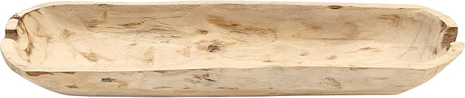 Creative Co-Op Paulownia Wood Oval Bowl | Brown | 22.75" L x 6" W x 3.25" H | (Pack of 4)-Ruum Studio Home
