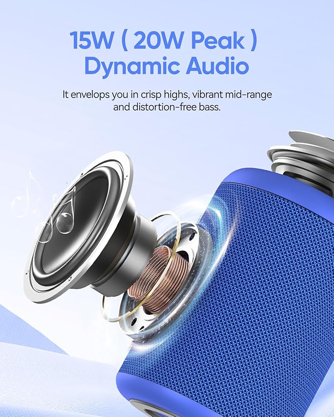 Portable Bluetooth Speaker with Lights, Stocking Stuffers, Powerful Crystal Clear Sound, IPX5 Waterproof, All Day Playtime, BT 5.3, TWS Paring, Small Wireless Speaker for Outdoor, White Elephant Gifts-Ruum Studio Home