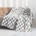 LOMAO Throw Blankets Flannel Blanket with Checkerboard Grid Pattern Soft Throw Blanket for Couch, Bed, Sofa Luxurious Warm and Cozy for All Seasons (Grey, 50"x60")-Ruum Studio Home
