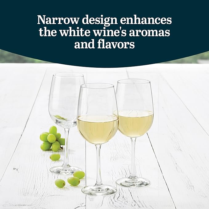 Libbey Vina White Wine Glasses Set of 6, 18.25 Oz Elegant, Fancy Glasses Drinking Set, Stemmed Wine Glasses for Weddings, Birthdays, Parties and More-Ruum Studio Home
