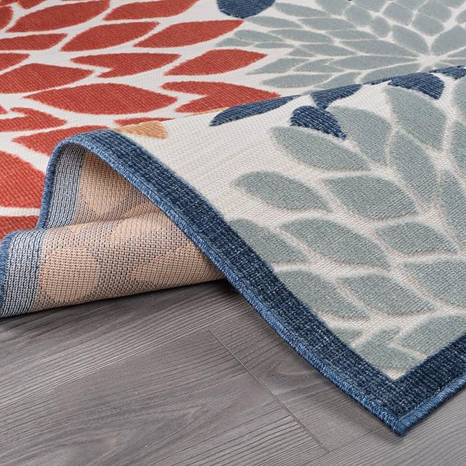 Beverly Rug Outdoor Rug 9x12 Large Modern Floral Tropical Area Rugs for Indoor and Outdoor Patio Easy to Clean Non Shedding Living Room Porch Garden Washable Outside Carpet (9 x 12 Multicolor)-Ruum Studio Home