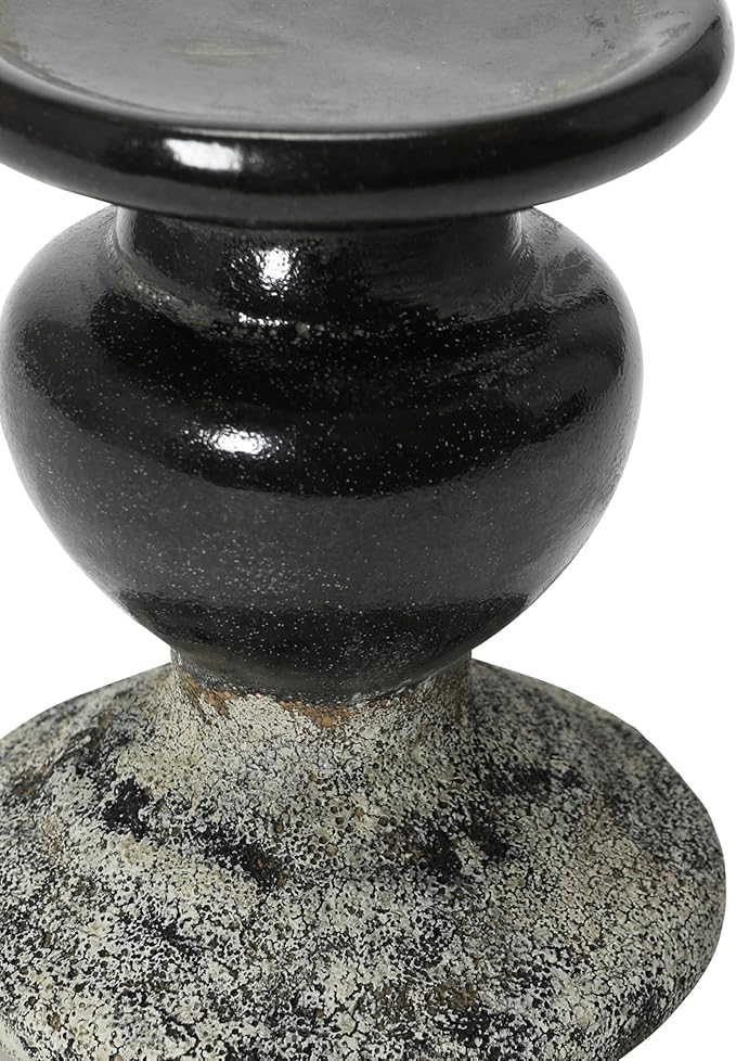Creative Co-Op 2-Tone Sculptural Terracotta Pillar Candle Holder, Distressed Black-Ruum Studio Home