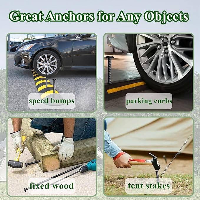 16 Inch Rebar Stakes 10 Pack Heavy Duty Ground Anchors 1/2 Inch Diameter Galvanized Steel Asphalt Anchoring Metal Spikes for Speed Bump, Parking Curb and Camping Tent-Ruum Studio Home