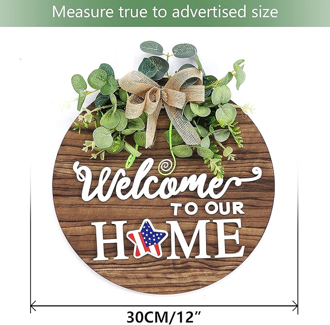 Interchangeable Seasonal Welcome Sign Front Door Decoration, Rustic Round Wood Wreaths Wall Hanging Outdoor, Farmhouse, Porch, for Spring Summer Fall All Seasons Holiday Halloween Christmas.-Ruum Studio Home