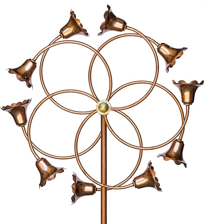 Stanwood Wind Sculpture: Kinetic Copper Dual Spinner - Tumbling Flowers-Ruum Studio Home