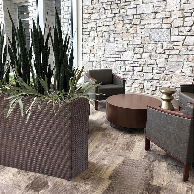 SUNNYPARK Tall Rectangular Planter with Removable Liner, All-Weather PE Rattan Large Modern Planters Indoor Outdoor Flower Plant Pots Garden Box Patio Yard Front Porch Deck-Ruum Studio Home