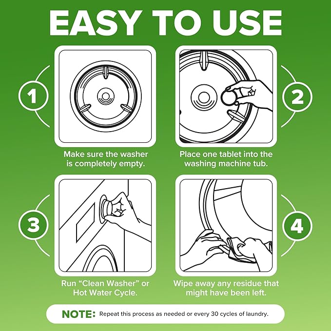 Heavy Duty Washing Machine Cleaner and Descaler - Deep Cleaning Tablets For Front Load or Top Load Washer (12 XL Tablets - One Year Supply)-Ruum Studio Home