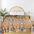Boho Throw Blanket for Bed - 100% Pure Cotton Ultra Soft Rustic Quilt - Farmhouse Decor Bed Blankets, All Season Rustic Throw for Sofa Couch Chair(60"×80", Boho Flover)-Ruum Studio Home