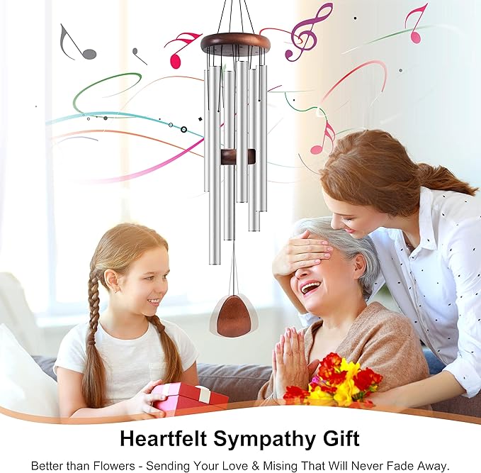 Large Aluminium Wind Chimes 37 Inches to Create a Zen Atmosphere Suitable for Outdoor, Garden, Patio Decoration Classic Chimes with Wind Catcher Suitable as A Gift for Unisex Silver 2 Pack-Ruum Studio Home