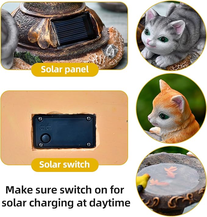 Cat Garden Figurines Outdoor Decor Solar Statue with LED Lights for Patio Lawn Yard Art Decoration Housewarming Garden Gift-Ruum Studio Home