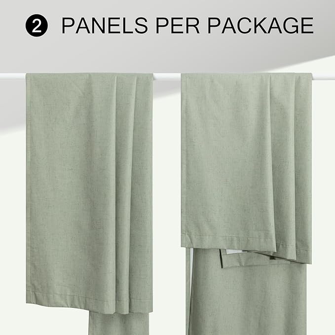 Light Sage Green Linen Textured Blackout Curtains 102 Inch Length 2 Panel Back Tab Sound Draft Cold Sun Blocking Winter Curtains Noise Reducing Retro Moody Drapes Living Room Divider Bedroom 102 Long-Ruum Studio Home