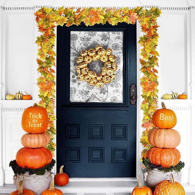 Lvydec 2 Pack Fall Maple Garland Clearance - 5.9ft/Strand Artificial Fall Garlands Assorted Color Leaves Autumn Decor for Home Wedding Halloween Thanksgiving Party-Ruum Studio Home