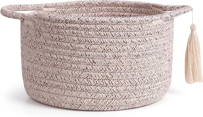 Empty Gift Basket – SweetMemo Mini Woven Rope Organizer Baskets for Gifting, Baby Shower, Desk, Makeup Brushes, Bathroom, Shelves – Small Decorative Storage Bin with Gift Bag & Ribbon – Warm Brown-Ruum Studio Home